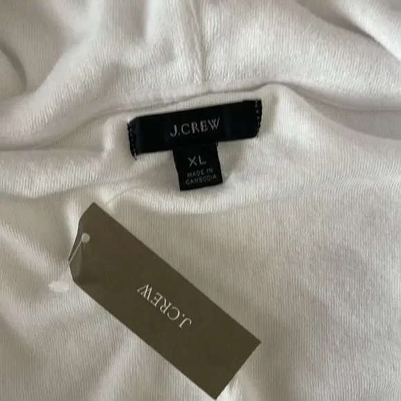 J. Crew white terry pull on hoodie size women’s XL - Picture 4 of 5